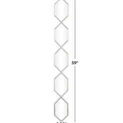Silver Slim Stacked Hexagons Wall Mirror