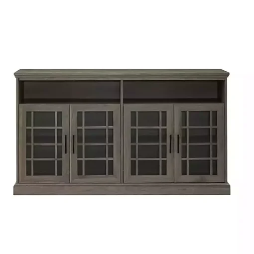 Slate Gray Glass Door Classic TV Stand