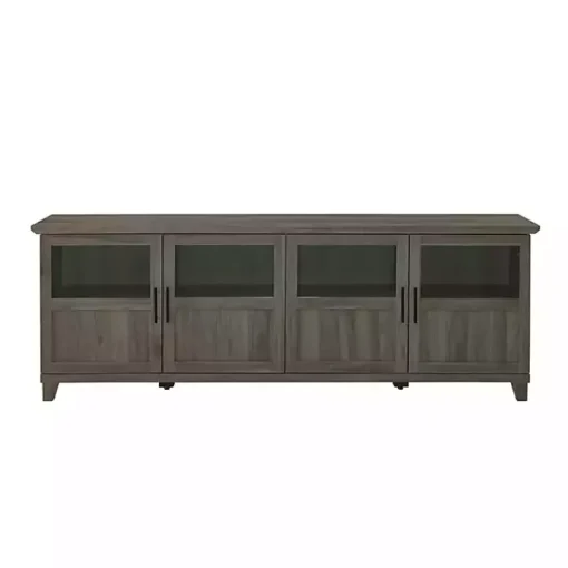 Slate Gray Glass Paneled Door TV Stand