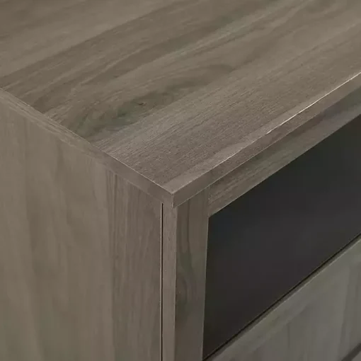 Slate Gray Glass Paneled Door TV Stand