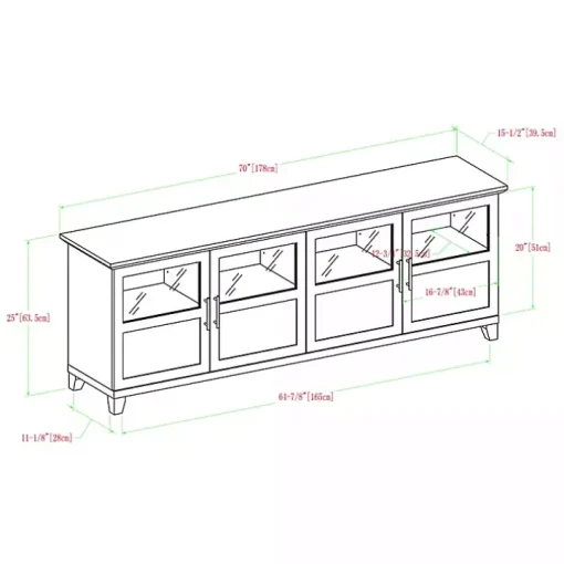 Slate Gray Glass Paneled Door TV Stand