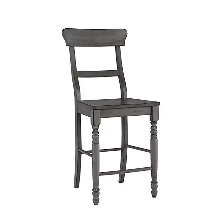 Slate Gray Ladder Back Counter Stools, Set of 2