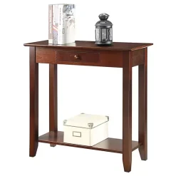 Slim Brown Single Drawer Console Table