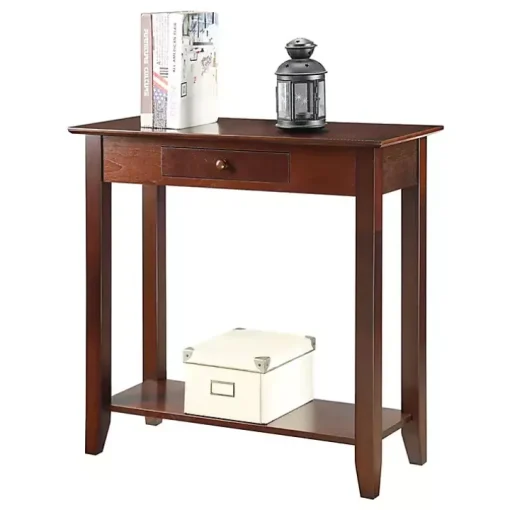 Slim Brown Single Drawer Console Table