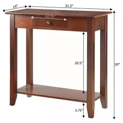 Slim Brown Single Drawer Console Table