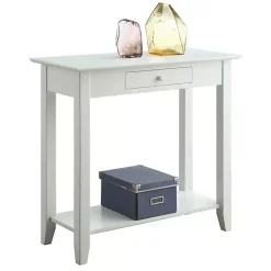 Slim White Single Drawer Console Table