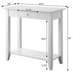 Slim White Single Drawer Console Table