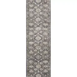 Smokey Blue and Ivory Floral Runner, 2x7