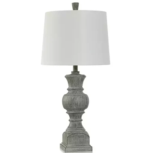 Smokey Slate Gray Baluster Grain Table Lamp