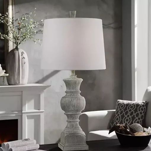 Smokey Slate Gray Baluster Grain Table Lamp