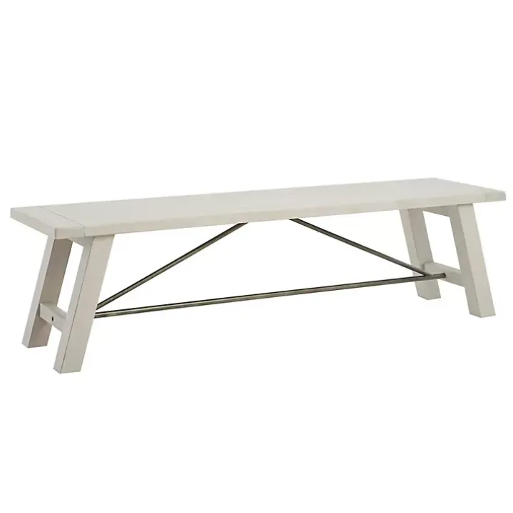 Sofia White Wooden Dining Bench with Metal Bars