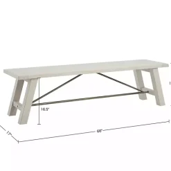 Sofia White Wooden Dining Bench with Metal Bars
