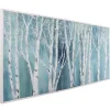 Soft Birch on Blue Framed Canvas Art Print by Nan
