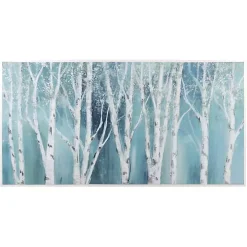 Soft Birch on Blue Framed Canvas Art Print by Nan