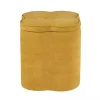 Spice Yellow Chenille Flower Storage Ottoman