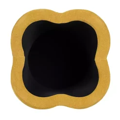 Spice Yellow Chenille Flower Storage Ottoman