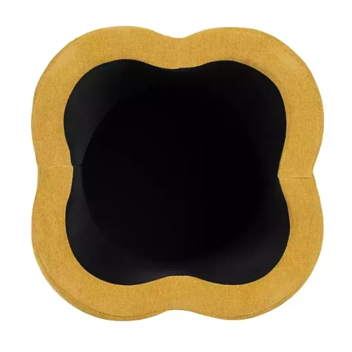 Spice Yellow Chenille Flower Storage Ottoman