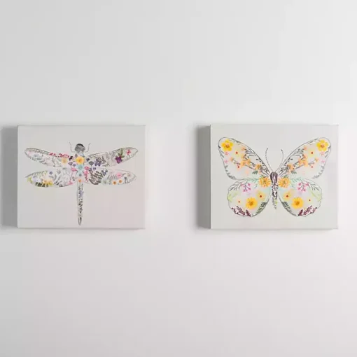 Springtime Bugs Canvas Art Prints, Set of 2