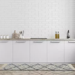 Steel Blue Raised Texture Chevron Runner, 2x6