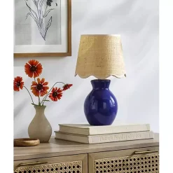Stella Blue Mini Table Lamp with Woven Shade