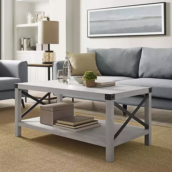 Stone Gray Modern Farmhouse Coffee Table