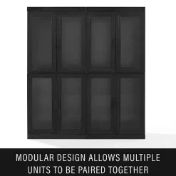 Tall Black Wood and Glass Door Storage Cabinet