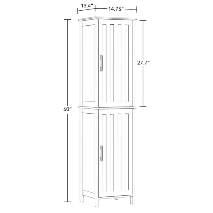 Tall White Wood 2-Door Storage Cabinet