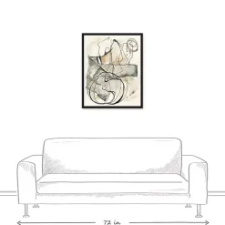 Tan and Black Abstract Framed Canvas Art Print