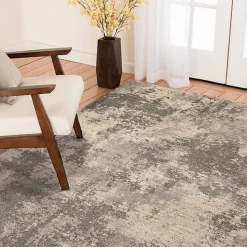 Tan and Black Abstract Livs Area Rug, 5x7
