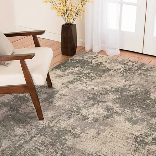 Tan and Black Abstract Livs Area Rug, 5x7