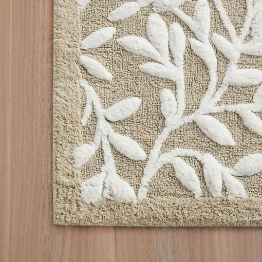 Tan Botanical Cotton Bath Mat, 60 in.