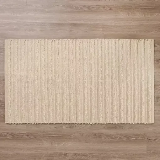 Tan Cable Knit Scatter Rug