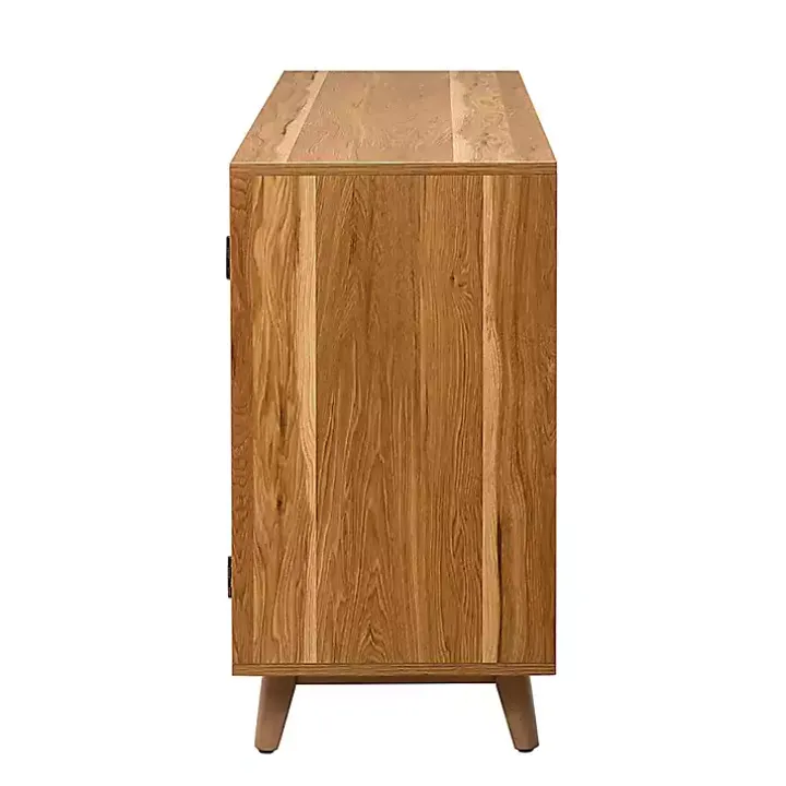 Tan Cane Wood Storage Media Cabinet