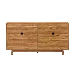 Tan Cane Wood Storage Media Cabinet