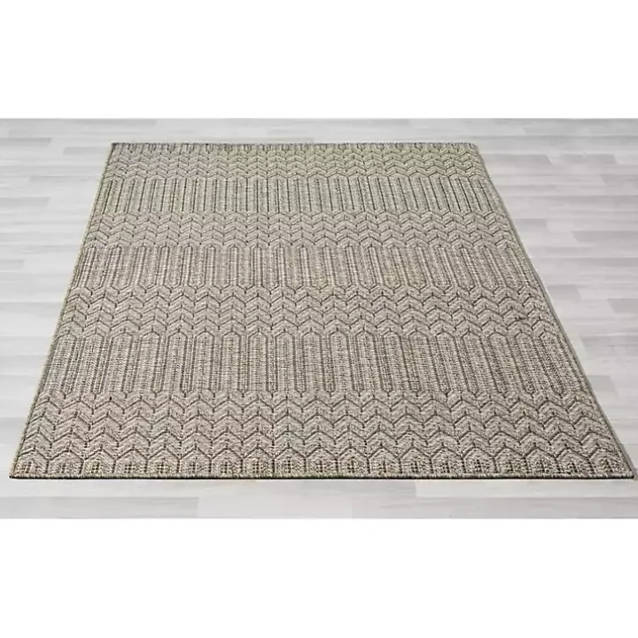 Tan Chevron Indoor/Outdoor Area Rug, 7x9