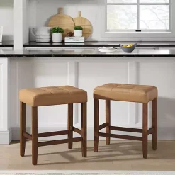 Tan Faux Leather Madison Walnut Counter Stool