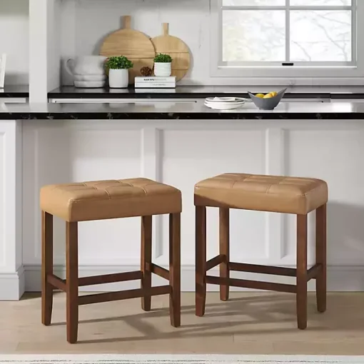 Tan Faux Leather Madison Walnut Counter Stool