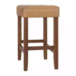 Tan Faux Leather Madison Walnut Counter Stool