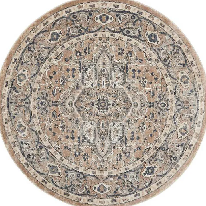 Tan Navaro Medallion Round Area Rug, 5 ft.