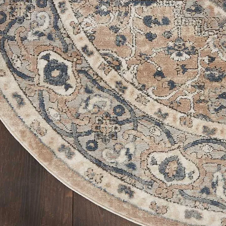 Tan Navaro Medallion Round Area Rug, 5 ft.