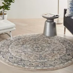 Tan Navaro Medallion Round Area Rug, 5 ft.