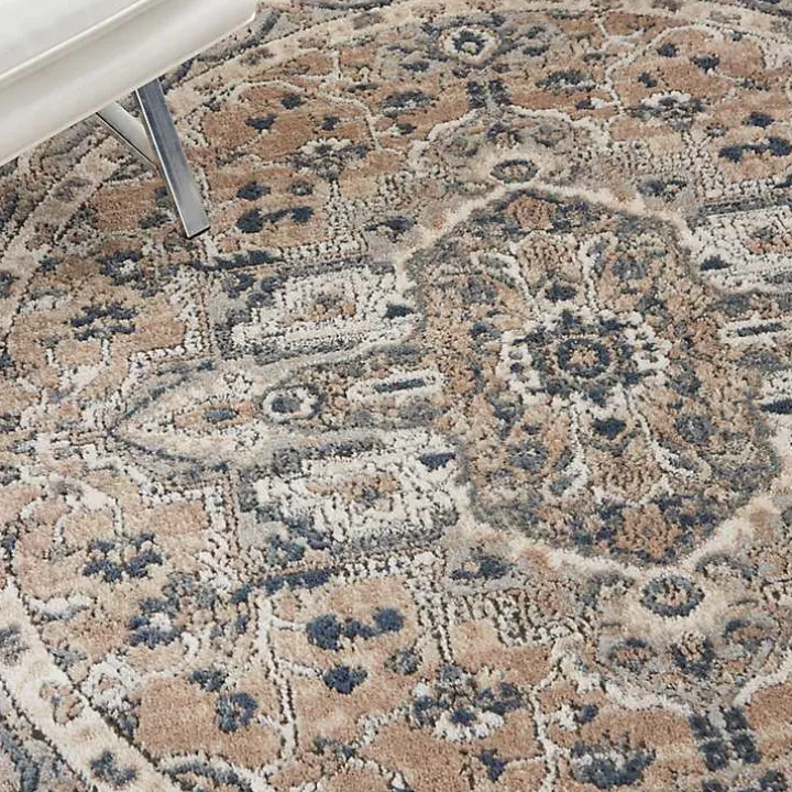 Tan Navaro Medallion Round Area Rug, 5 ft.