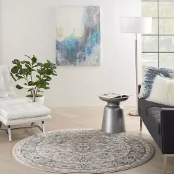 Tan Navaro Medallion Round Area Rug, 5 ft.