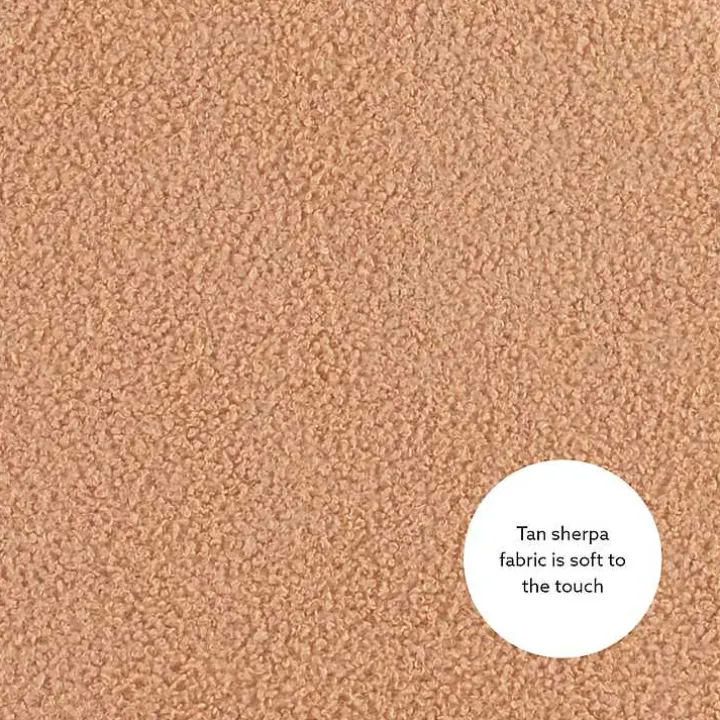Tan Sherpa Upholstered Storage Ottoman