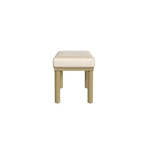 Tan Striped Upholstered Wood Leg Bench