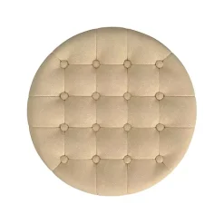 Tan Woven Upholstered Tufted Storage Ottoman