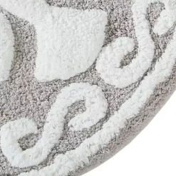 Taupe Cotton Tufted Medallion Bath Mat, 25 in.