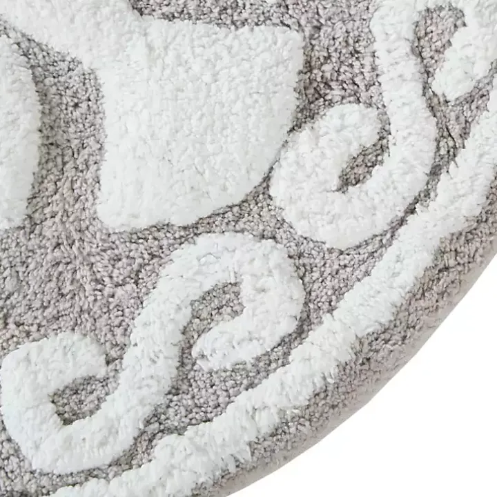 Taupe Cotton Tufted Medallion Bath Mat, 25 in.