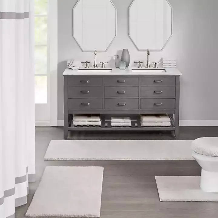 Taupe High Pile Marshmallow Bath Mat, 30 in.
