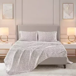 Taupe Leopard Print Satin 3-pc. Twin Sheet Set